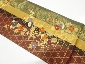 籠目に菊模様織り出し　袋帯